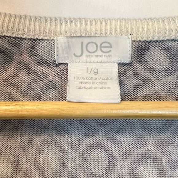 JOE FRESH Grey & Navy Printed Fitted Button Up Cotton Cardigan Sweater L - Picture 7 of 7